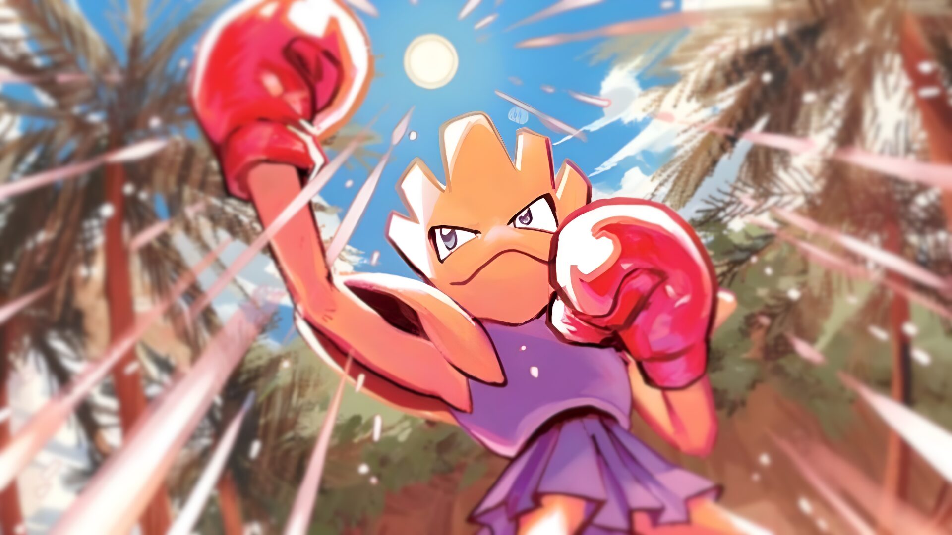 Hitmonchan in posa da combattimento per l’evento Dynamax di Pokémon GO.