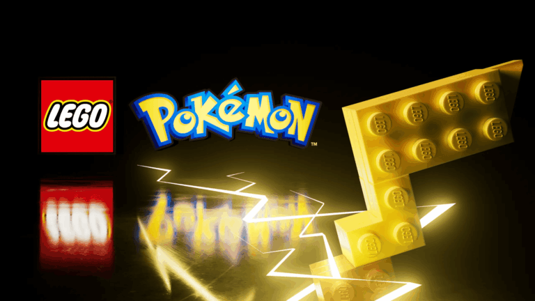Coda di Pikachu in LEGO con scintille su sfondo nero, anteprima del set Smart Play: Pikachu’s House.