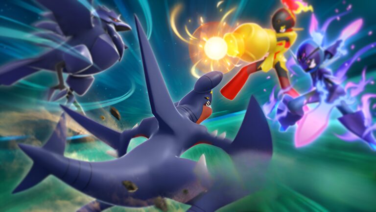 Battaglia intensa tra Pokémon con effetti energetici colorati, ispirata alle Lotte Competitive di Pokémon Scarlatto e Violetto.