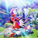Illustrazione ufficiale dell'espansione Assalto dei Paradossi per GCC Pokémon Pocket, con Koraidon e Miraidon in un paesaggio naturale illuminato da squarci di luce colorata.